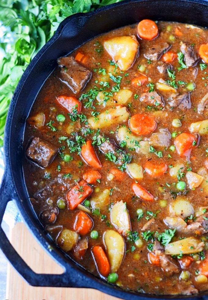 This hearty beef stew is comfort food at its best! Loaded with tender beef, potatoes, and veggies that make this a hearty one-pot meal that will definitely warm your soul!
