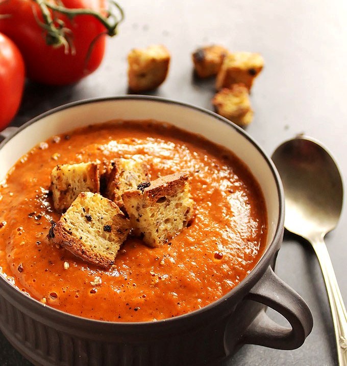 Allow me to offer you a bowl of healing, roasted tomato and red pepper soup. It warms the soul on the gloomiest fall evenings.