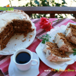 Tasty Moist Carrot Cake recipe. A favorite oven bake with and crushed pineapple, desiccated coconut. With fluffy cream cheese frosting.