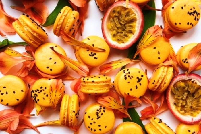 Summer is just about here, so I made a more tropical Macaron, Passion Fruit Macarons! They’re perfectly tart and sweet.