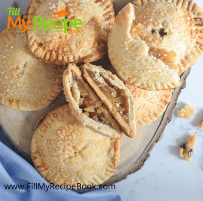 baked finish photo of the mini homemade apple pies on a tray