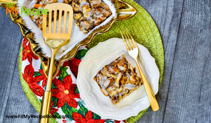 plated slice of cinnamon breakfast casserole