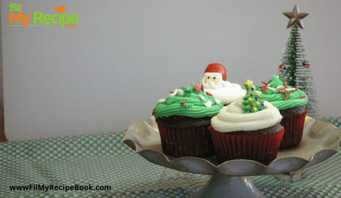 chocolate cup cakes iced for christmas