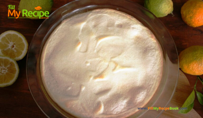 Easy Lemon Meringue Tart recipe. A biscuit base, condensed milk and fresh squeezed lemon juice and with meringue as a oven baked dessert.