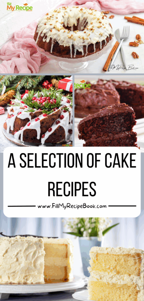 A Selection of Cake Recipes ideas. Create various cakes iced or frosted, mini cakes, quick microwave cakes, Christmas cakes, and loaf cakes.