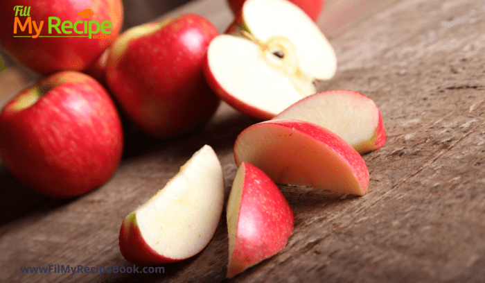 cut sweet apples for Apple and Cranberry Stuffed Chicken Breast recipe. An easy bake idea with grilled chicken stuffed with honey, mustard and fruit mixture.