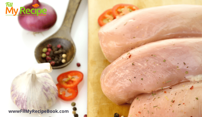 skinless chicken breasts for Apple and Cranberry Stuffed Chicken Breast recipe. An easy bake idea with grilled chicken stuffed with honey, mustard and fruit mixture.