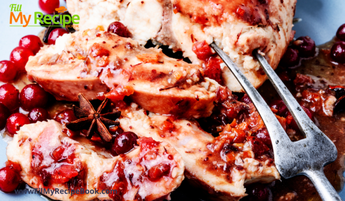 Apple & Cranberry Stuffed Chicken Breast recipe. An easy casserole with grilled chicken breast then baked in the oven for a meal.