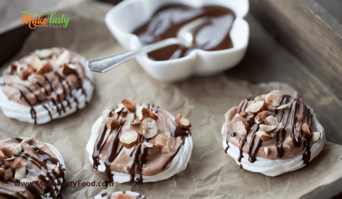  Mini creamy chocolate and hazel nut pavlova