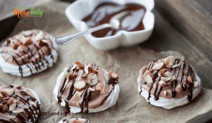 Mini creamy chocolate and hazel nut pavlova