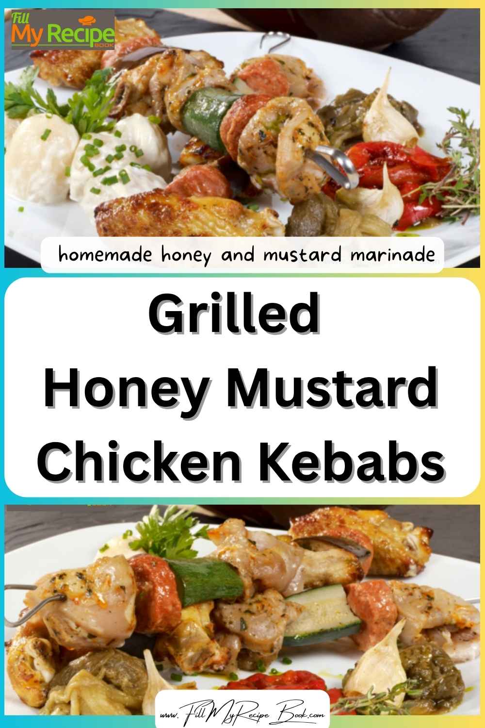 Juicy Grilled Honey Mustard Chicken Kebabs (Sosaties) made with a simple homemade marinade. Perfect easy recipe for barbecue, or summer grilling.