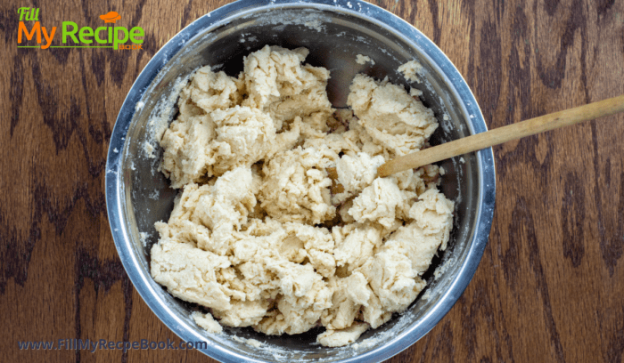 mixing the dough for the buttermilk biscuits