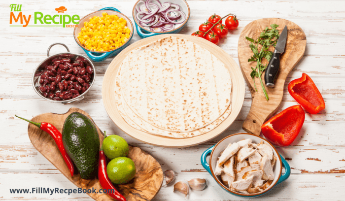 tortillas and corn and beans and other ingredients for  homemade tortillas