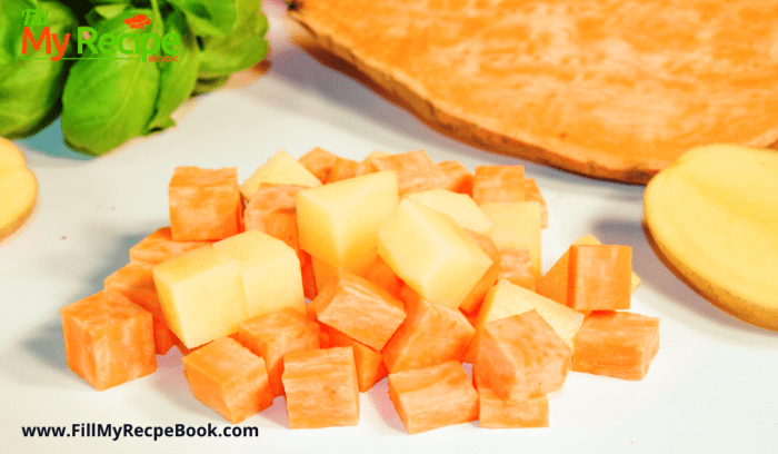 chopped sweet potatoes