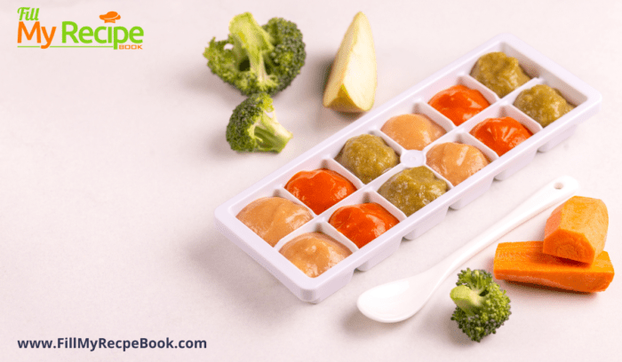 freezing stored baby food in ice trays.