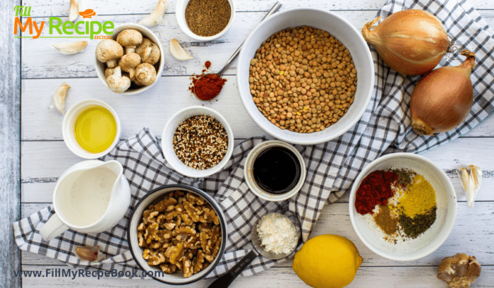 lentil cakes and garlic sauce ingredients.