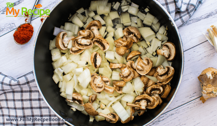 sauté the onions and mushrooms