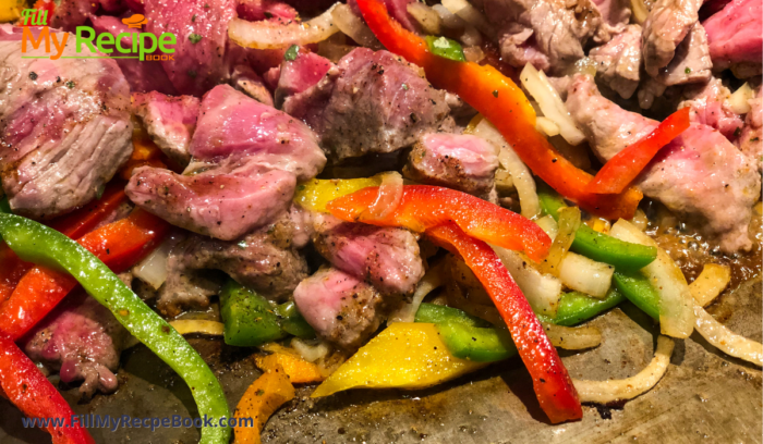 for meat eaters add the strips of beef to the bell peppers