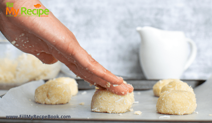 making the coconut balls for baking
