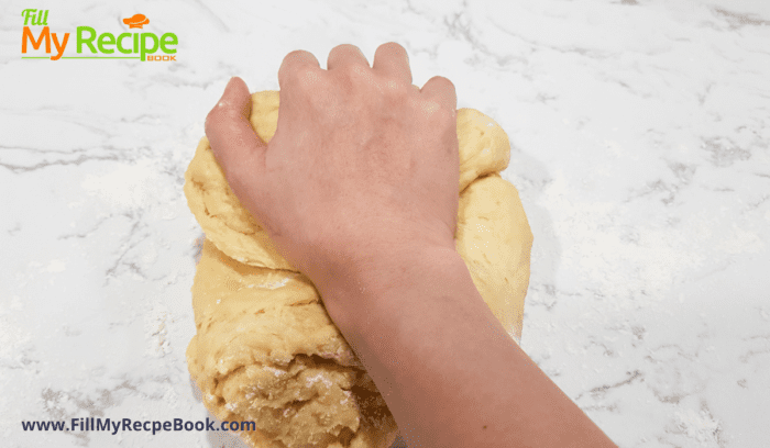 kneading the dough mixture with your hands