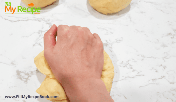 folding and kneading the dough mixture