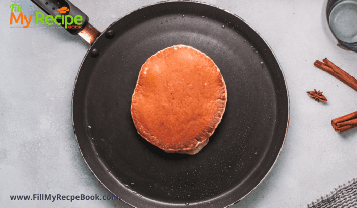 frying pancakes in a pan, the size of a flapjack