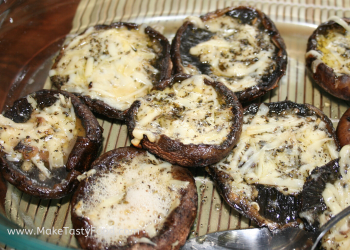 Braai or grill stuffed portabella mushrooms
