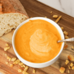 Roasted Butternut Creamy Soup. An easy creamy soup made with roasted butternut squash with herbs and maple syrup for those warm meals.