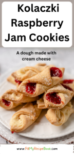 Kolaczki Raspberry Jam Cookies recipes idea to create. A cream cheese dough filled with raspberry jam for an aesthetic snack for tea time.
