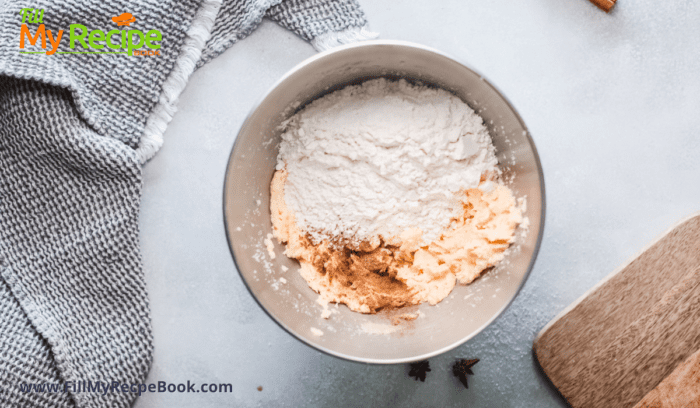 some flour and spices in the mixture to mix further for biscujits