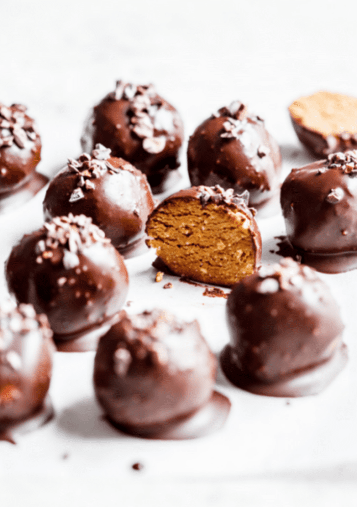 peanut butter balls coated with chocolate
