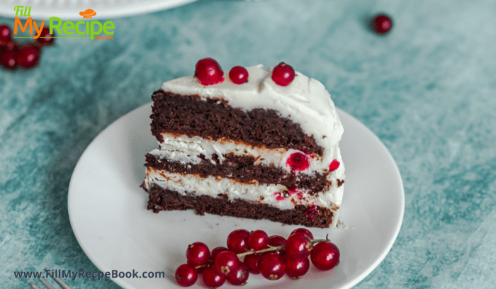 Triple Layer Chocolate Tuxedo Cake made with gluten free flour or coconut flour
