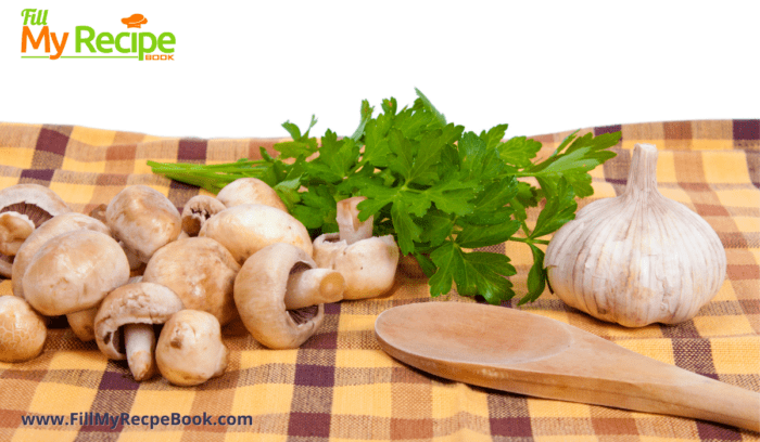 ingredients of mushroom garlic and parsley