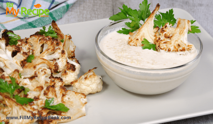 cauliflower florets roasted and cheese sauce