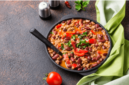 Homemade Ground Beef Chili Recipe. Easy healthy variation ideas for different diets. Cooked on the stove top in one pot or pan.