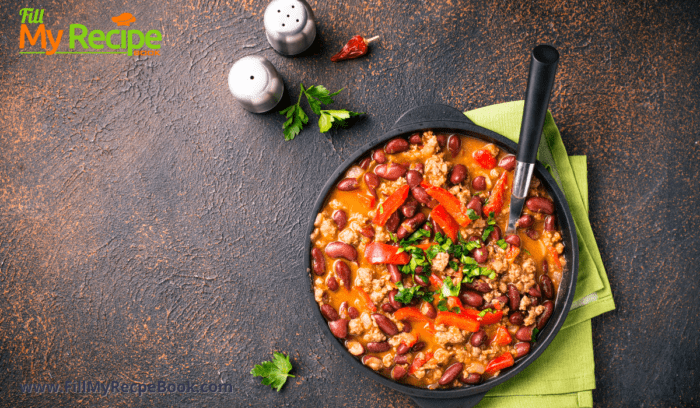 homemade meal for lunch or supper. chili and beef