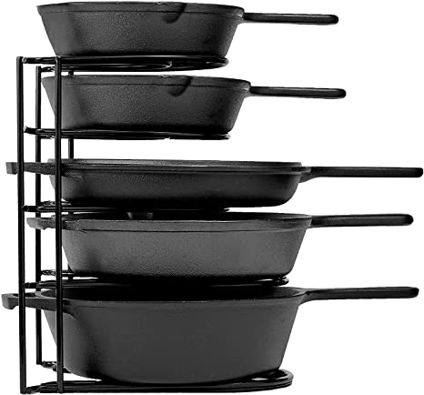 This pan organizer is the ideal fixture for your caboose, and you can steed it straight up or parallel depending on what best suits your pantry. This simply stocks skillets, pots, pans, broils, saucers, dishes, and so on.