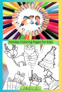 Holiday Coloring Pages for Kids. A festive set of 6 Christmas-themed printables featuring Santa, gifts, and trees. Perfect to keep kids busy, creative, and excited for the holiday season