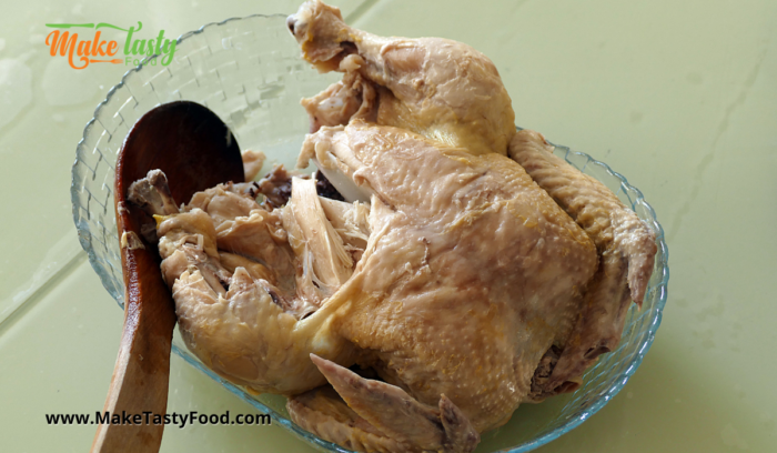 a boiled whole chicken to shred for recipe