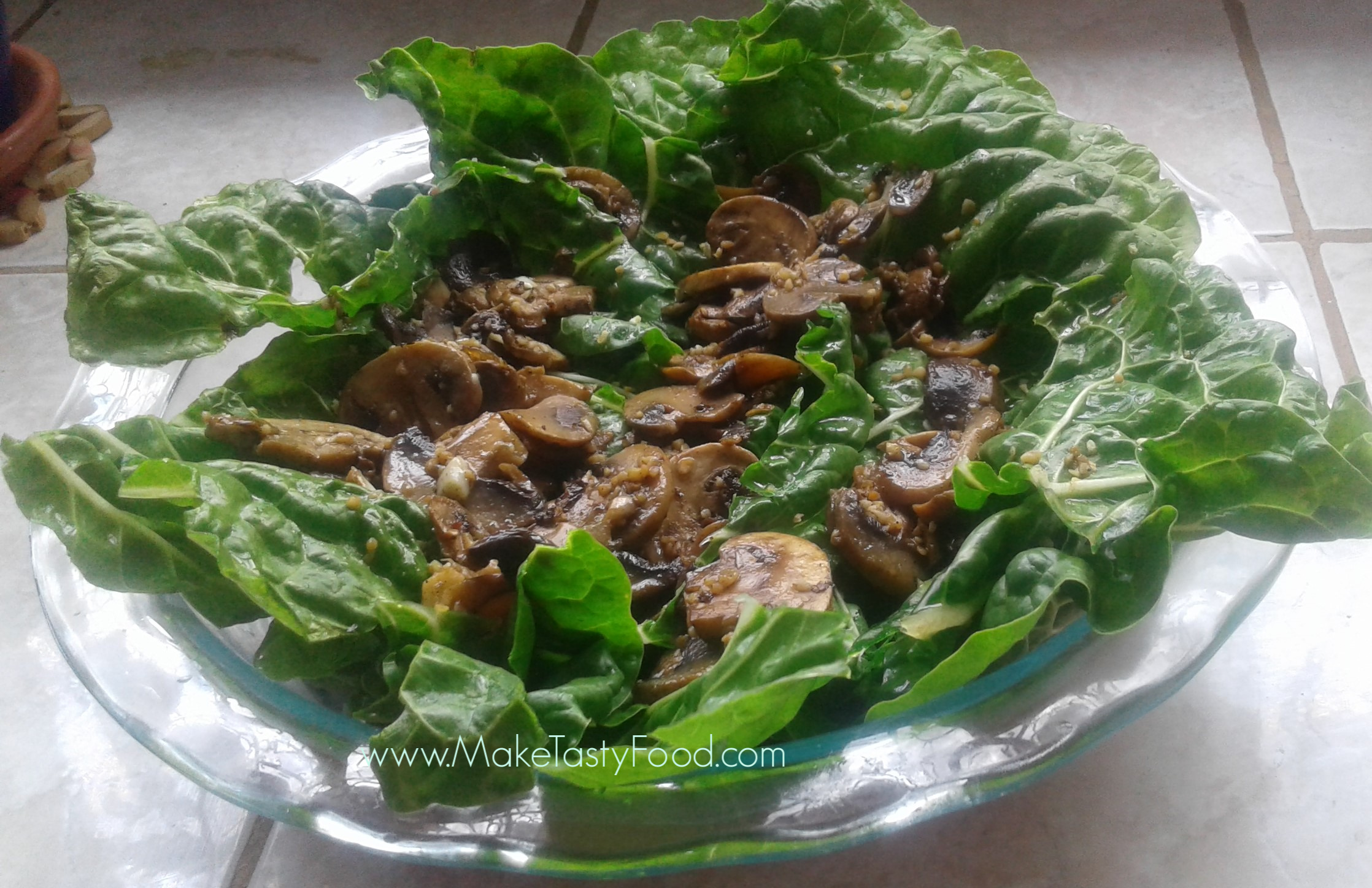 this base of spinach filled with mushrooms for feta quiche