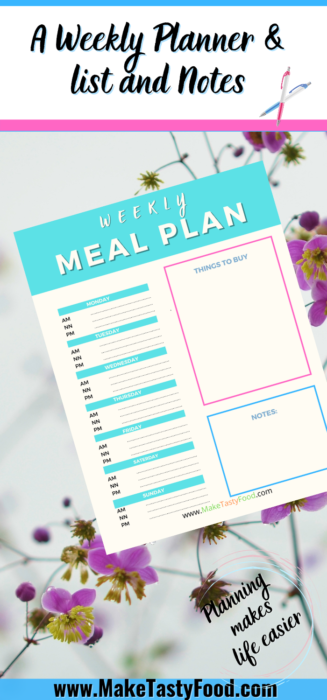 a Pinterest meal planner for weekly planners
