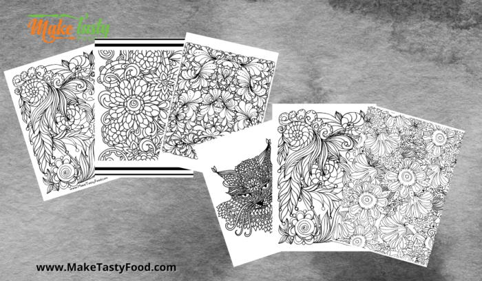 a set of 6 adult coloring pages for free