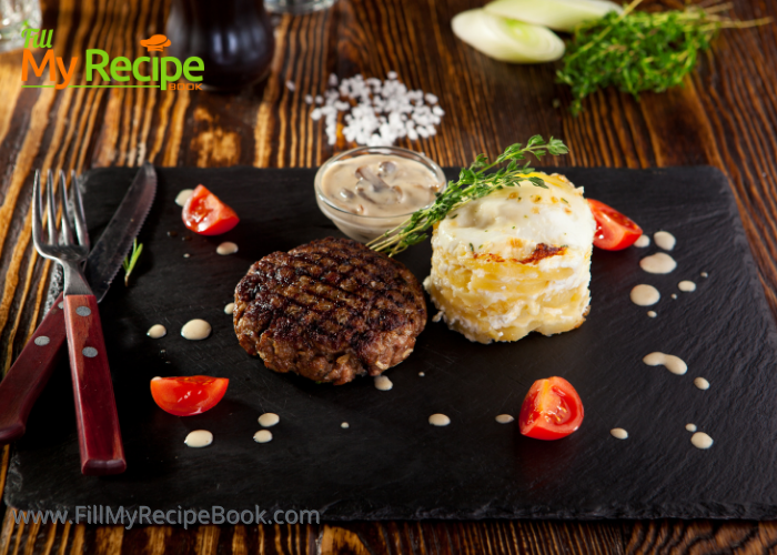 Beef Fillet and garlic potato and mushroom sauce