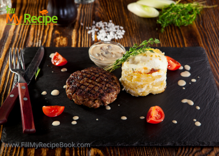 Beef Fillet and garlic potato and mushroom sauce
