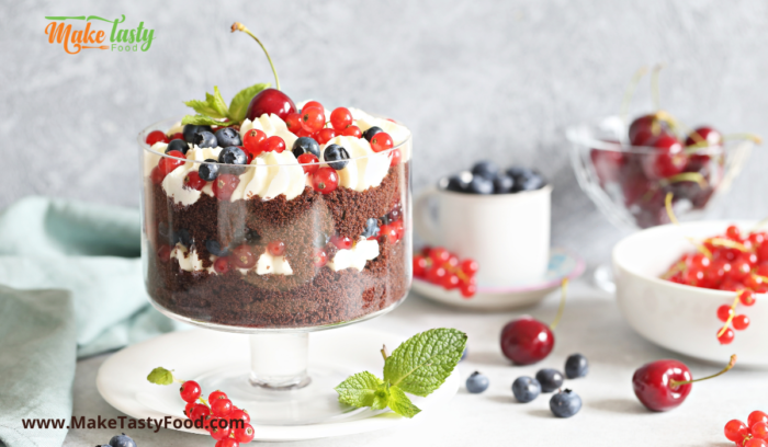 chocolate blueberry and cherry trifle