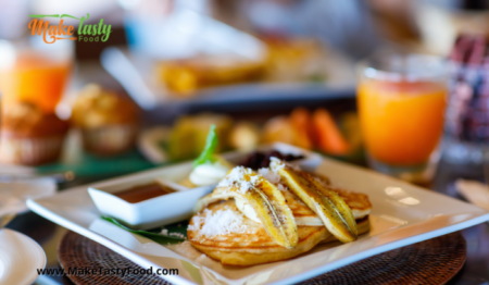 Easy Banana Oat Pancake Recipe to make with ripe bananas and oats. Quick healthy mix with egg, vanilla and cinnamon for a breakfast meal.
