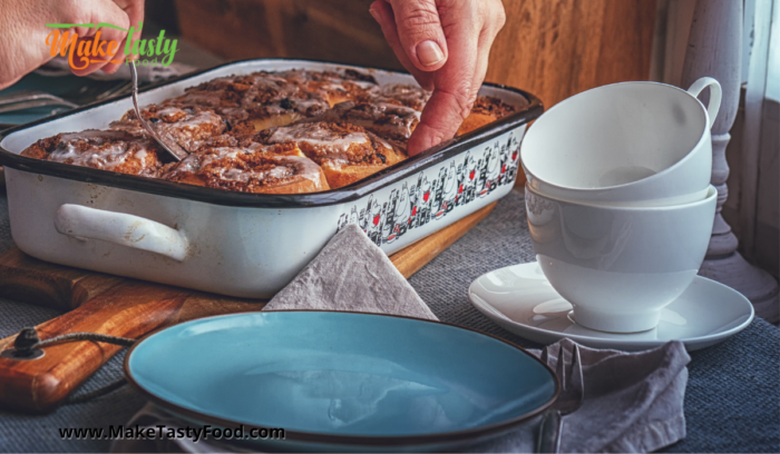 baked cinnamon rolls iced read to serve with coffee