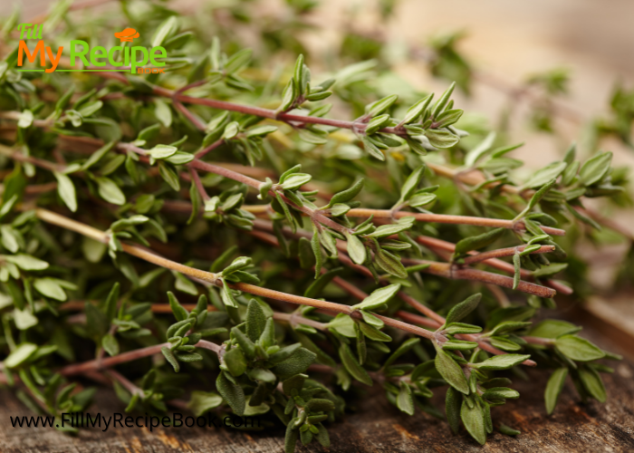 thyme is also one of the herbs with parsley and rosemary to add to the crust with parmesan. of the lamb chops