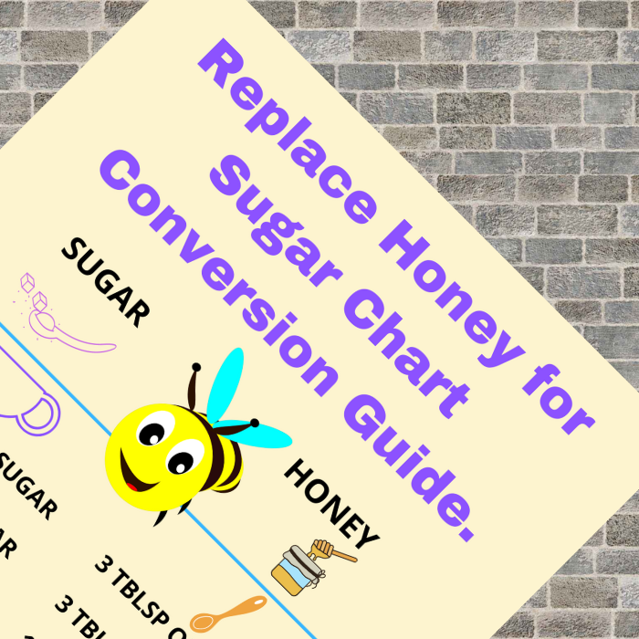 a free printable chart to replace sugar with honey for a healthier choice