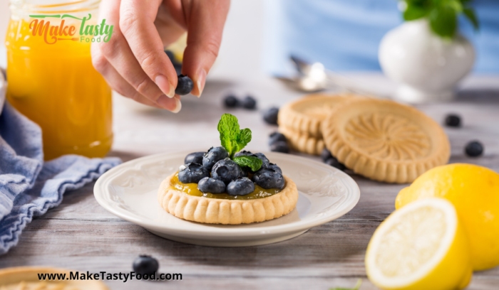Lemon Curd & Blueberry Tartlets made for mini fine dinning dessert
